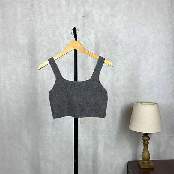 NWT Everlane Wool Cropped Tank Top Dark Gray - Picture 2 of 6